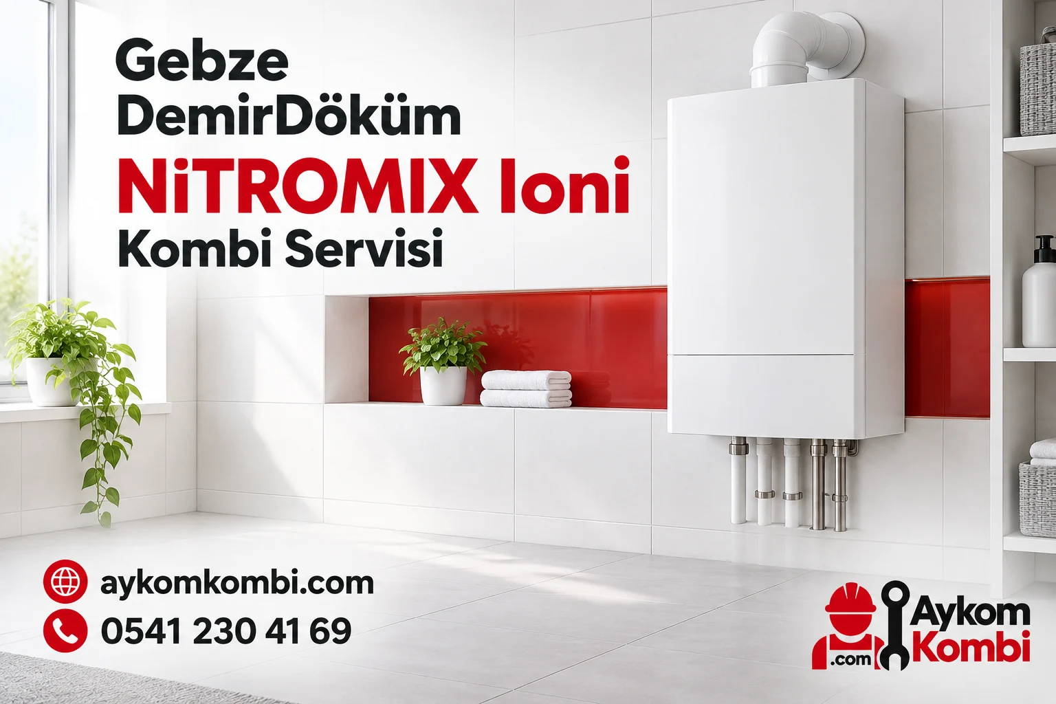 Aykom kimliğiyle hazırlanmış temsili duvar tipi ısıtma cihazı servis görseli