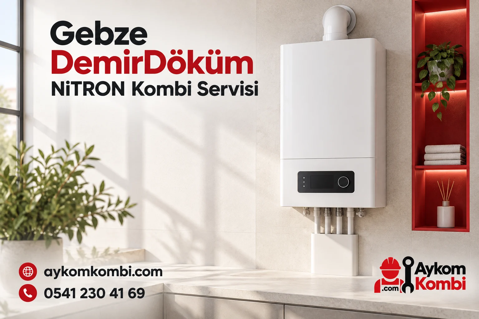 Aykom kimliğiyle hazırlanmış temsili duvar tipi ısıtma cihazı servis görseli