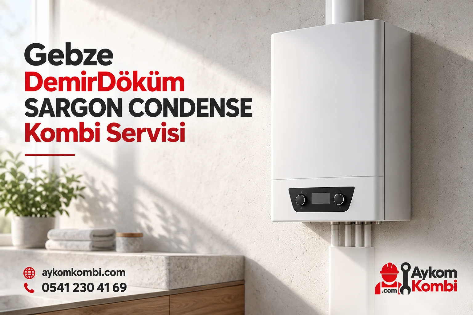 Aykom kimliğiyle hazırlanmış temsili duvar tipi ısıtma cihazı servis görseli