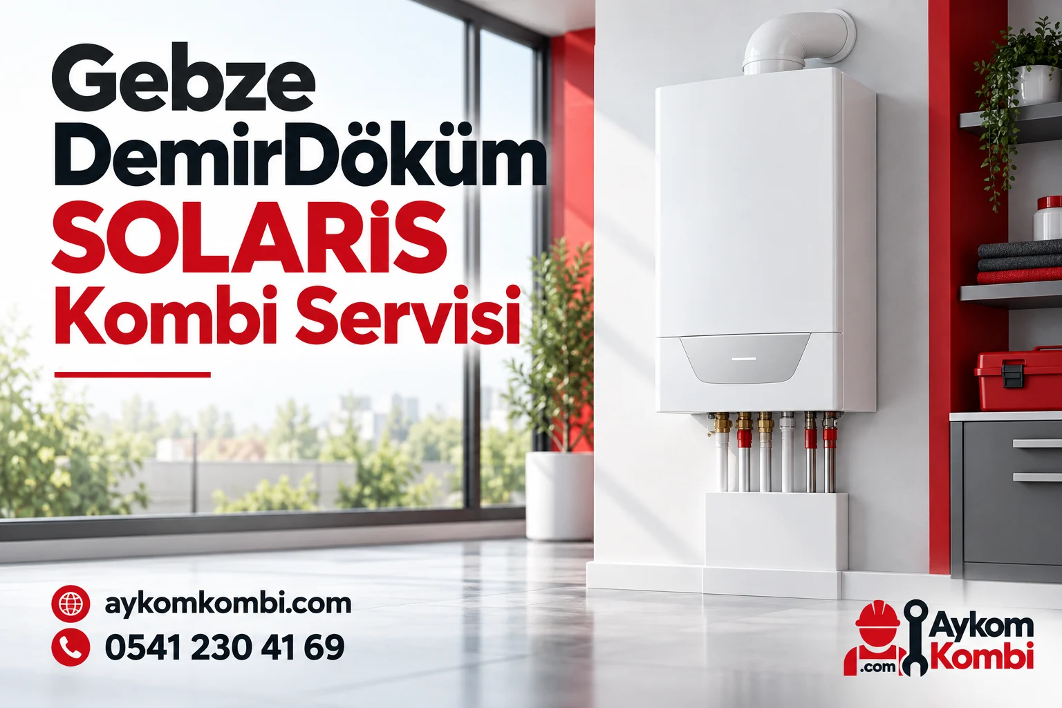 Aykom kimliğiyle hazırlanmış temsili duvar tipi ısıtma cihazı servis görseli