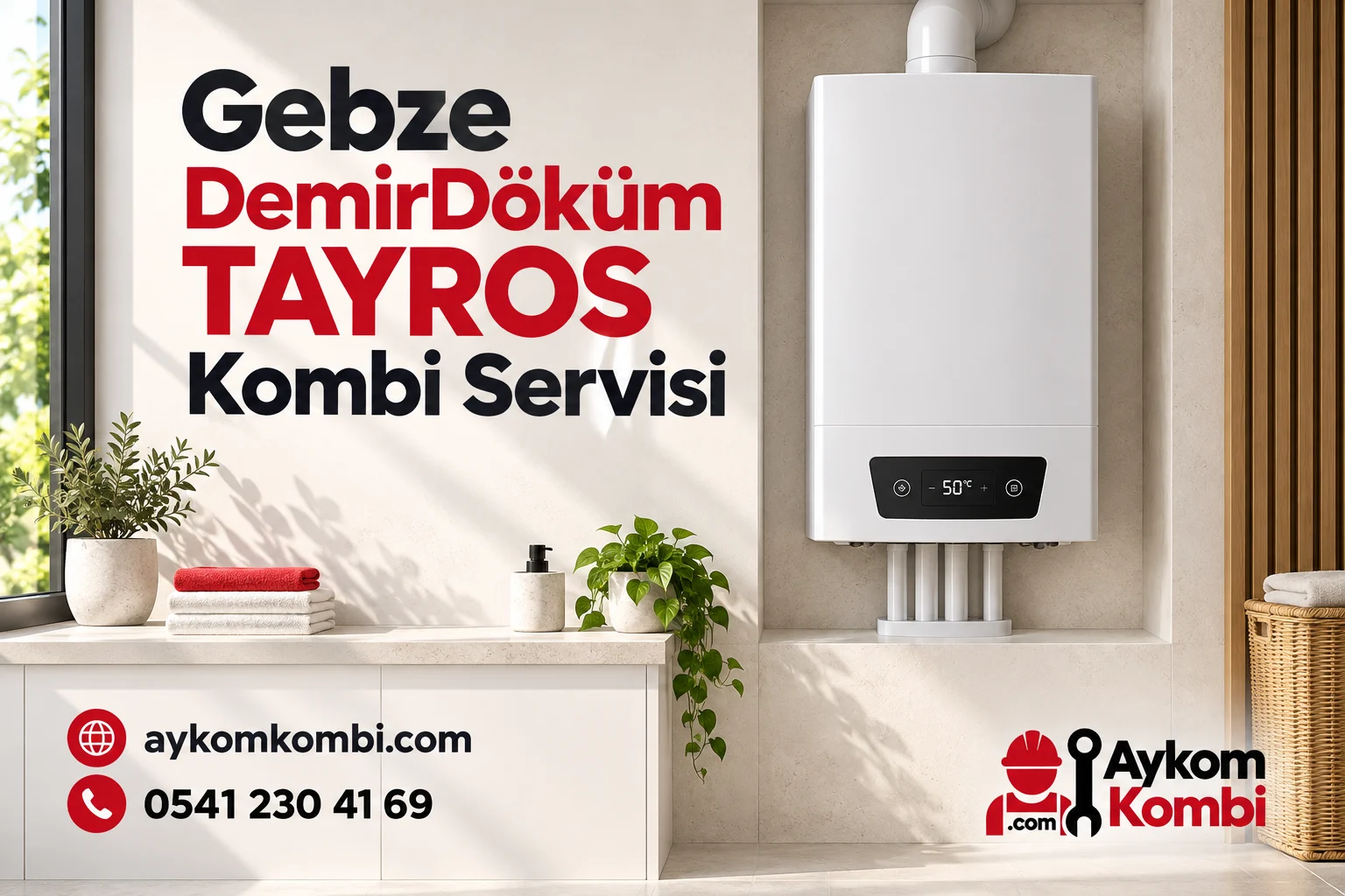 Aykom kimliğiyle hazırlanmış temsili duvar tipi ısıtma cihazı servis görseli