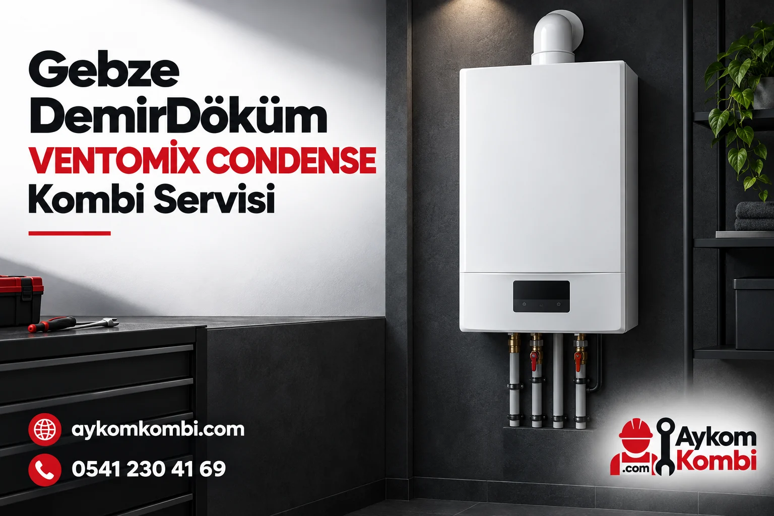 Aykom kimliğiyle hazırlanmış temsili duvar tipi ısıtma cihazı servis görseli