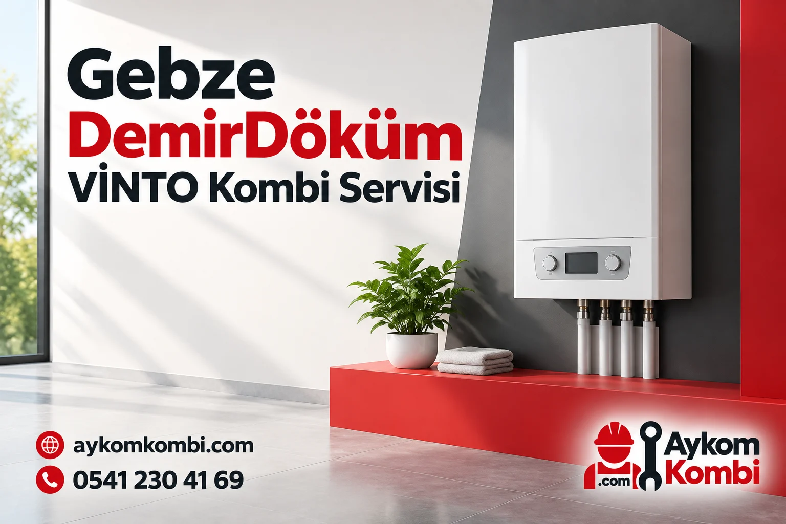 Aykom kimliğiyle hazırlanmış temsili duvar tipi ısıtma cihazı servis görseli