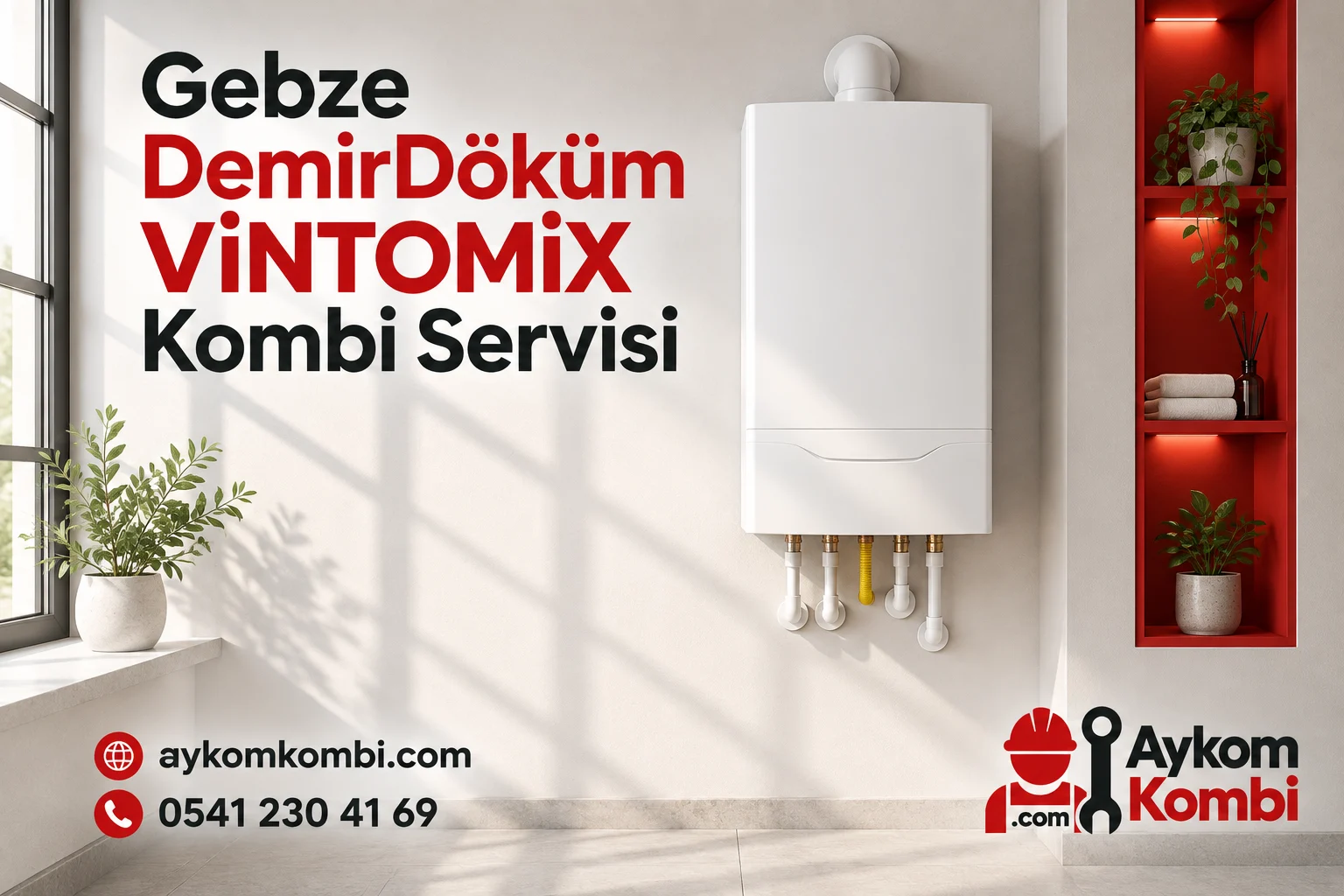 Aykom kimliğiyle hazırlanmış temsili duvar tipi ısıtma cihazı servis görseli