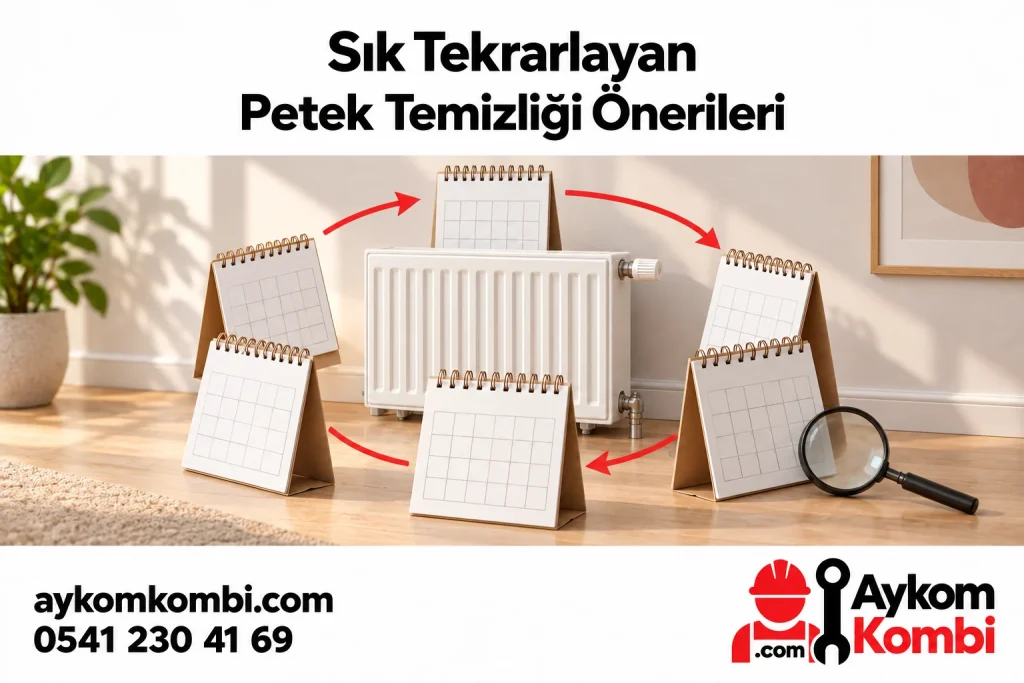 Tekrarlayan petek temizliği önerilerini sorgulamayı anlatan takvimler illüstrasyonu