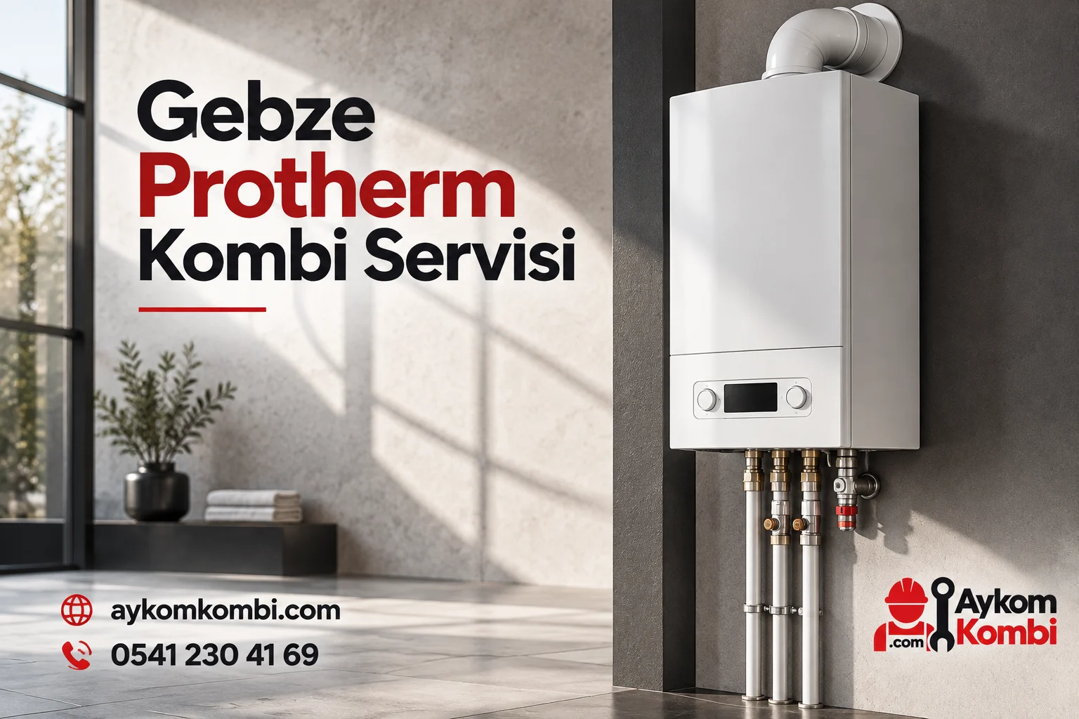 Aykom için hazırlanmış temsili Protherm servis kapak görseli; gerçek ürün fotoğrafı değildir.