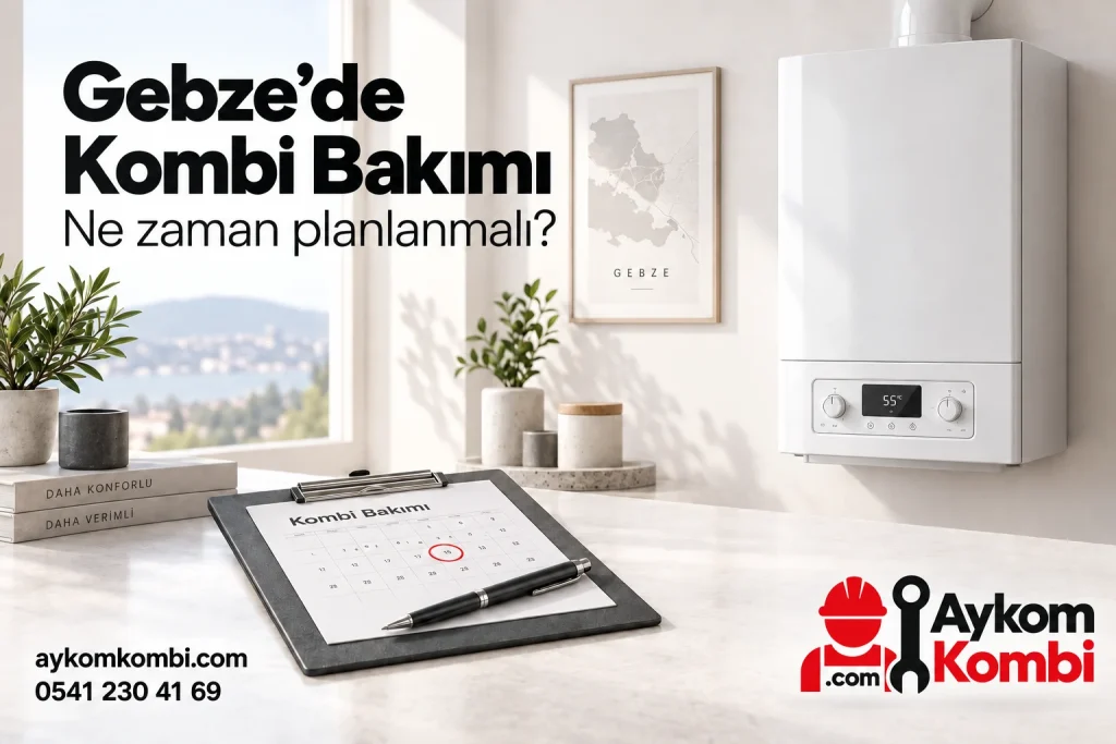 Gebze’de kombi bakımını planlamayı anlatan Aykom Kombi illüstrasyonu