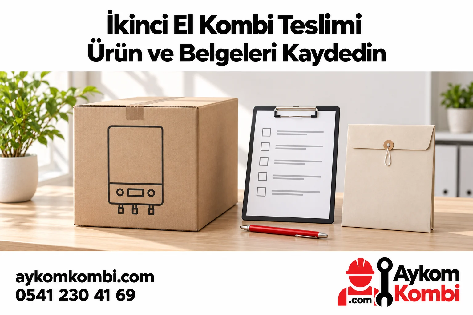 İkinci El Kombi Teslim Kaydı konusunu anlatan Aykom editoryal illüstrasyonu
