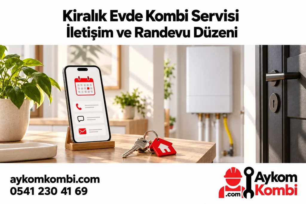 Kiralık Evde Kombi Servis Planı konusunu anlatan Aykom editoryal illüstrasyonu