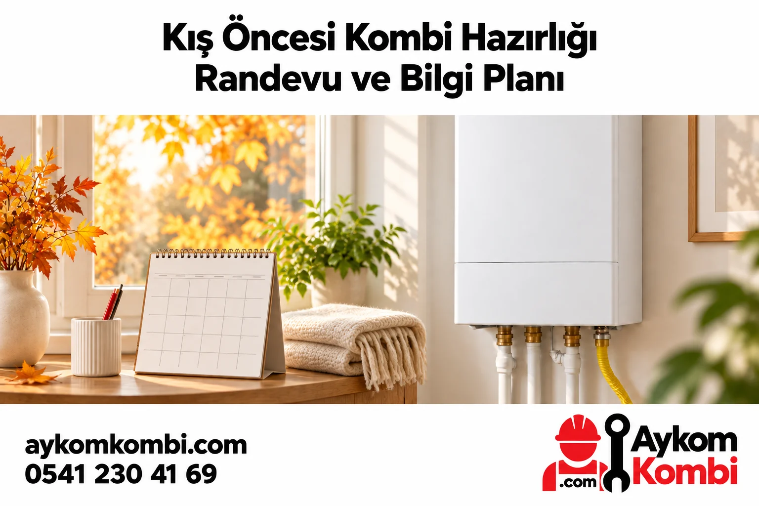Kış Öncesi Kombi Hazırlığı konusunu anlatan Aykom editoryal illüstrasyonu