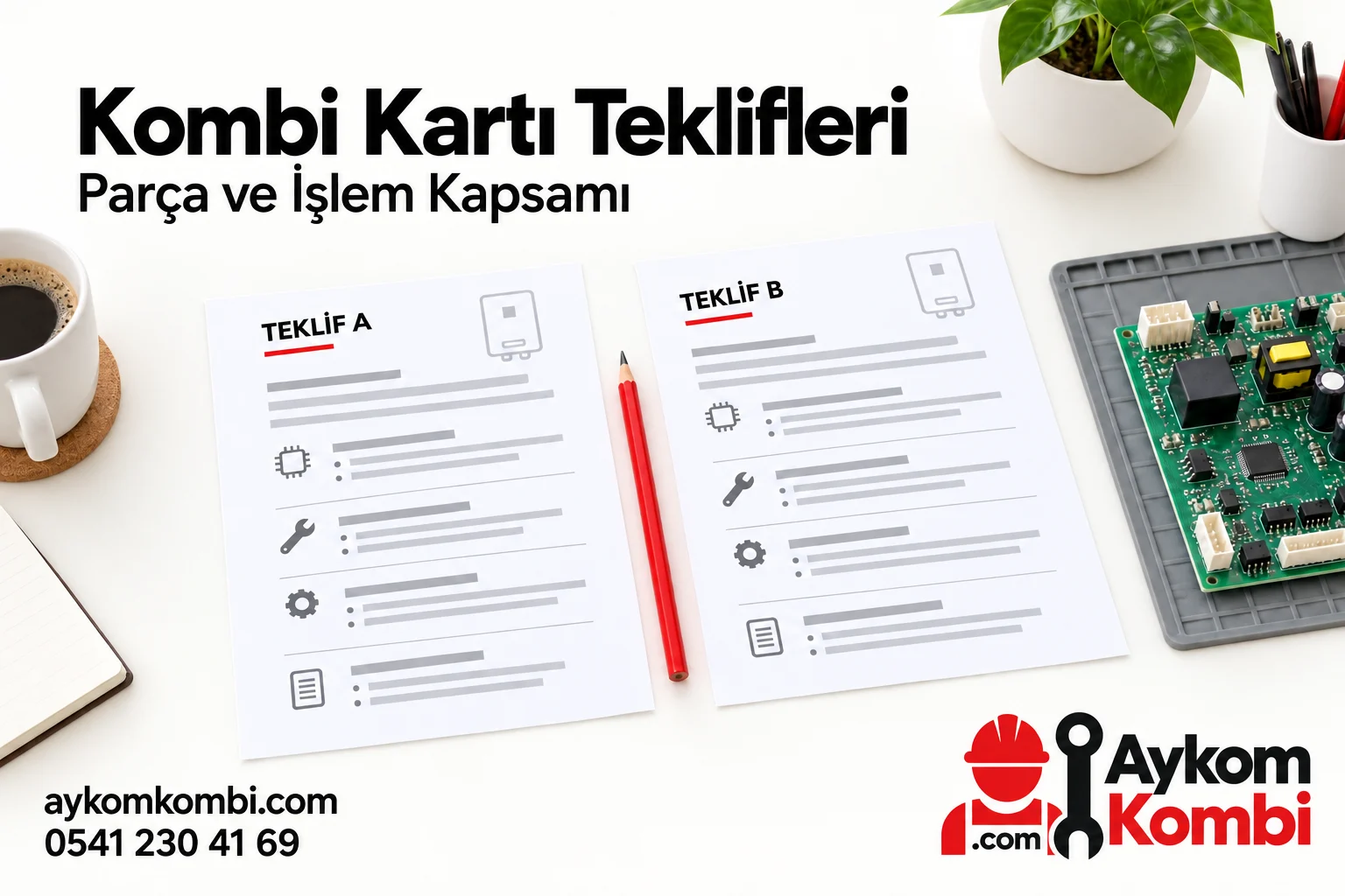 Kombi kartı tekliflerini karşılaştırmayı anlatan Aykom editoryal illüstrasyonu