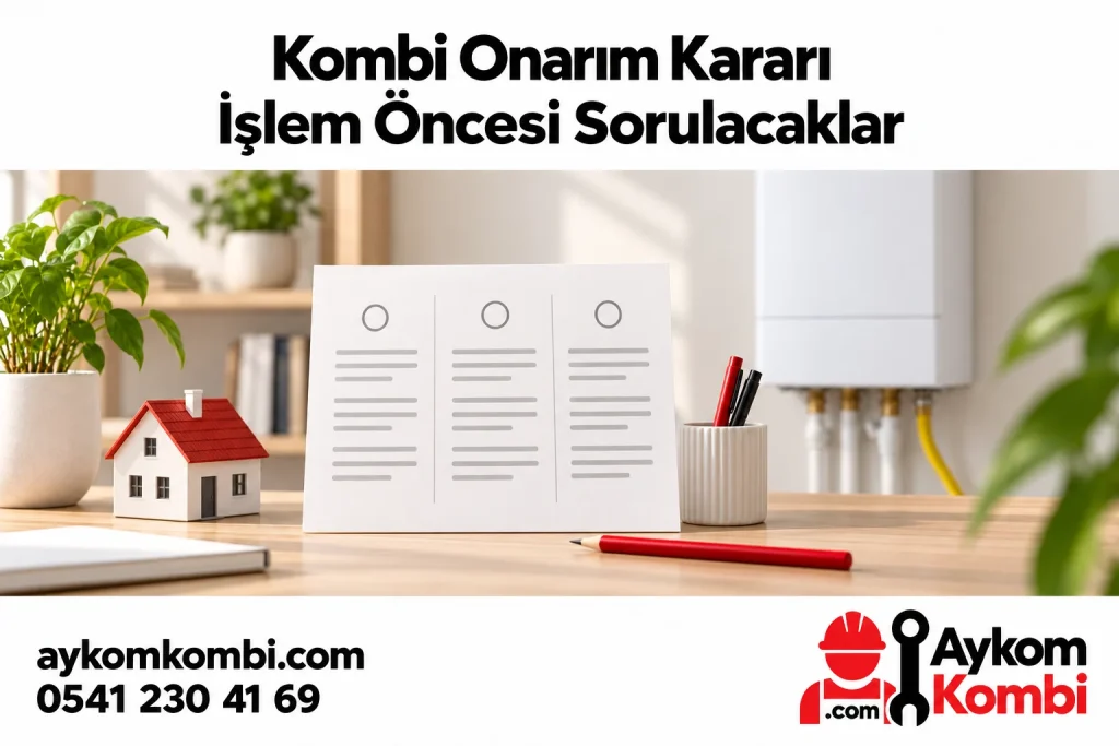 Kombi Onarım Kararı konusunu anlatan Aykom editoryal illüstrasyonu
