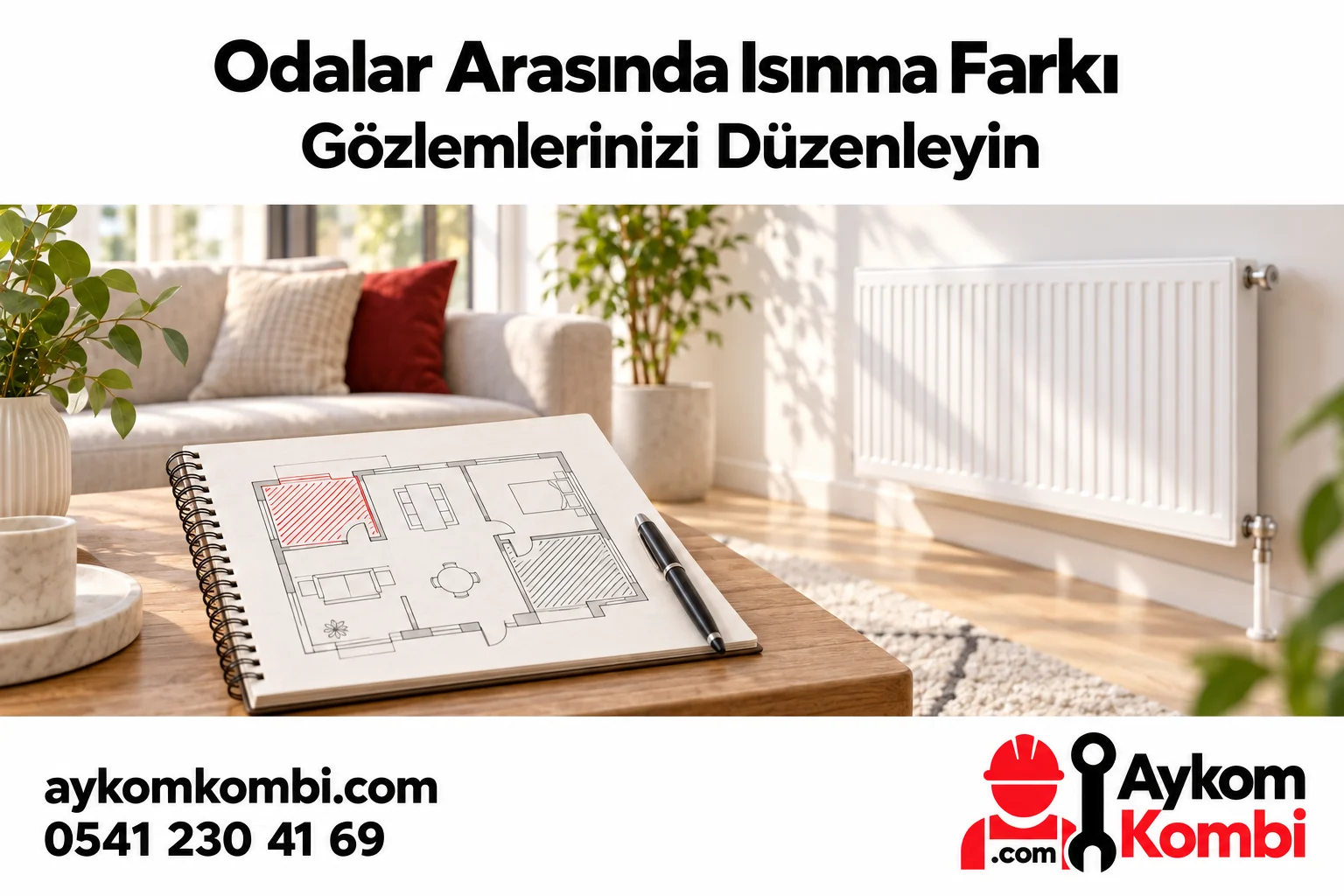 Odalar Arasında Isınma Farkı konusunu anlatan Aykom editoryal illüstrasyonu
