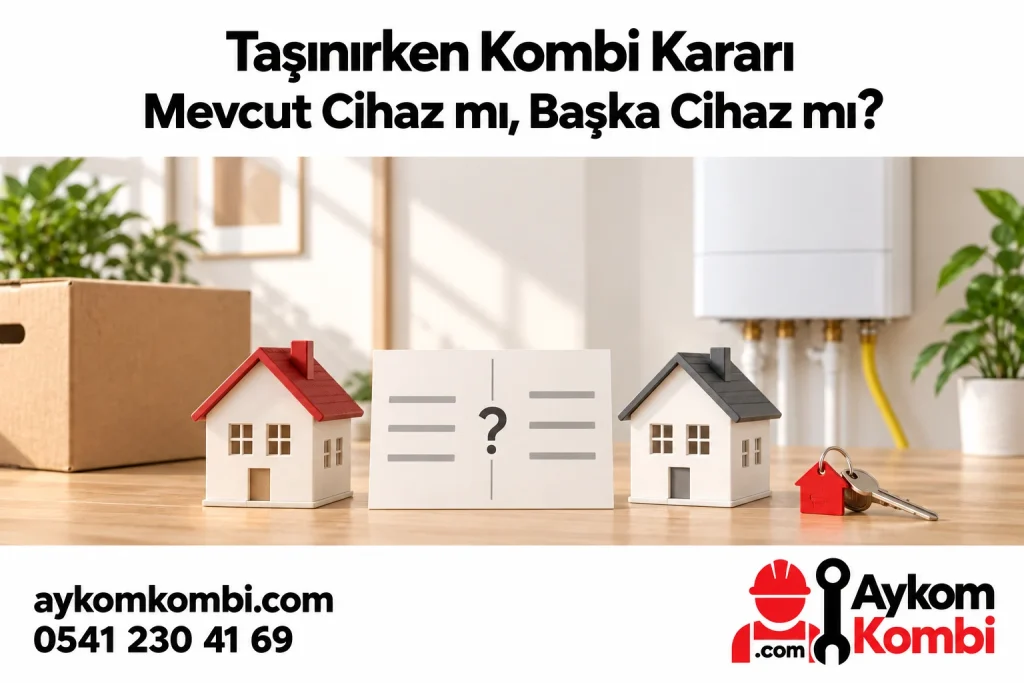 Taşınırken Kombi Kararı konusunu anlatan Aykom editoryal illüstrasyonu