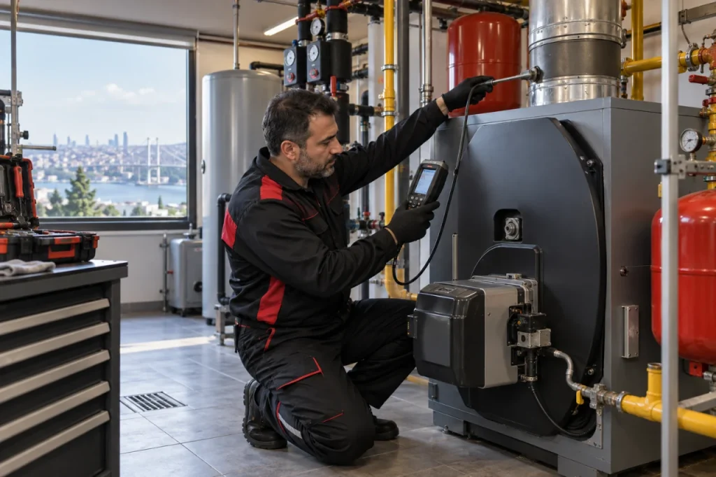 Darıca Kazan Bakımı hizmeti sırasında teknik ekip