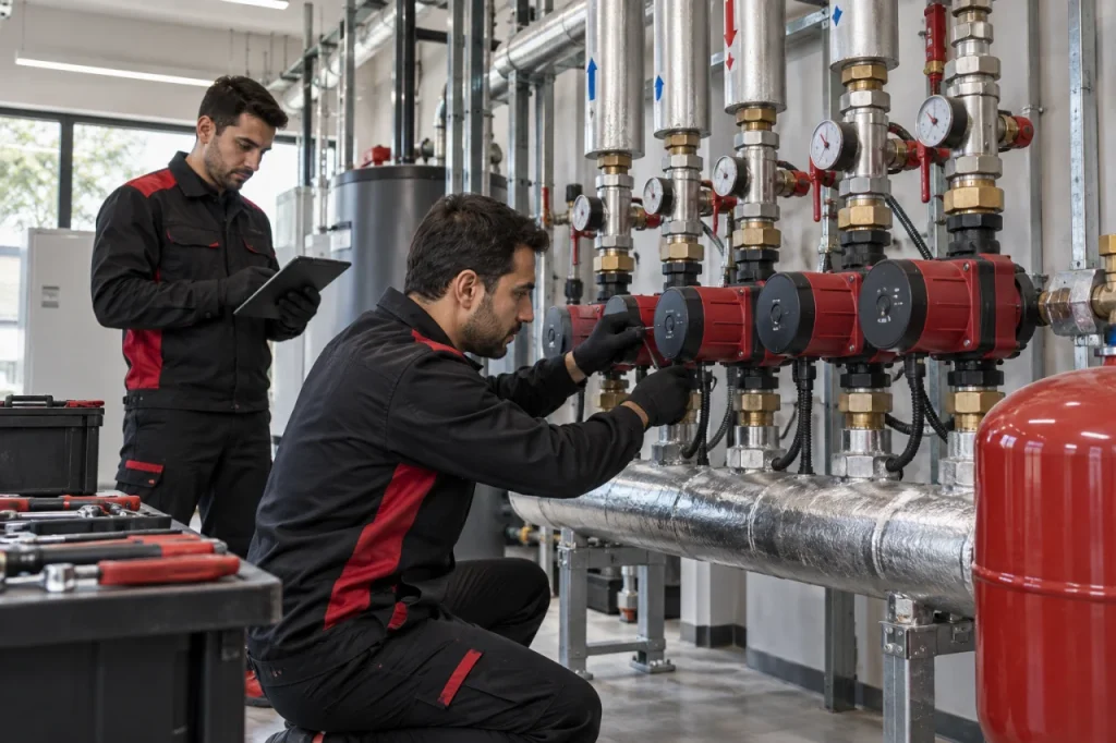 Darıca Merkezi Isıtma Bakımı hizmeti sırasında teknik ekip